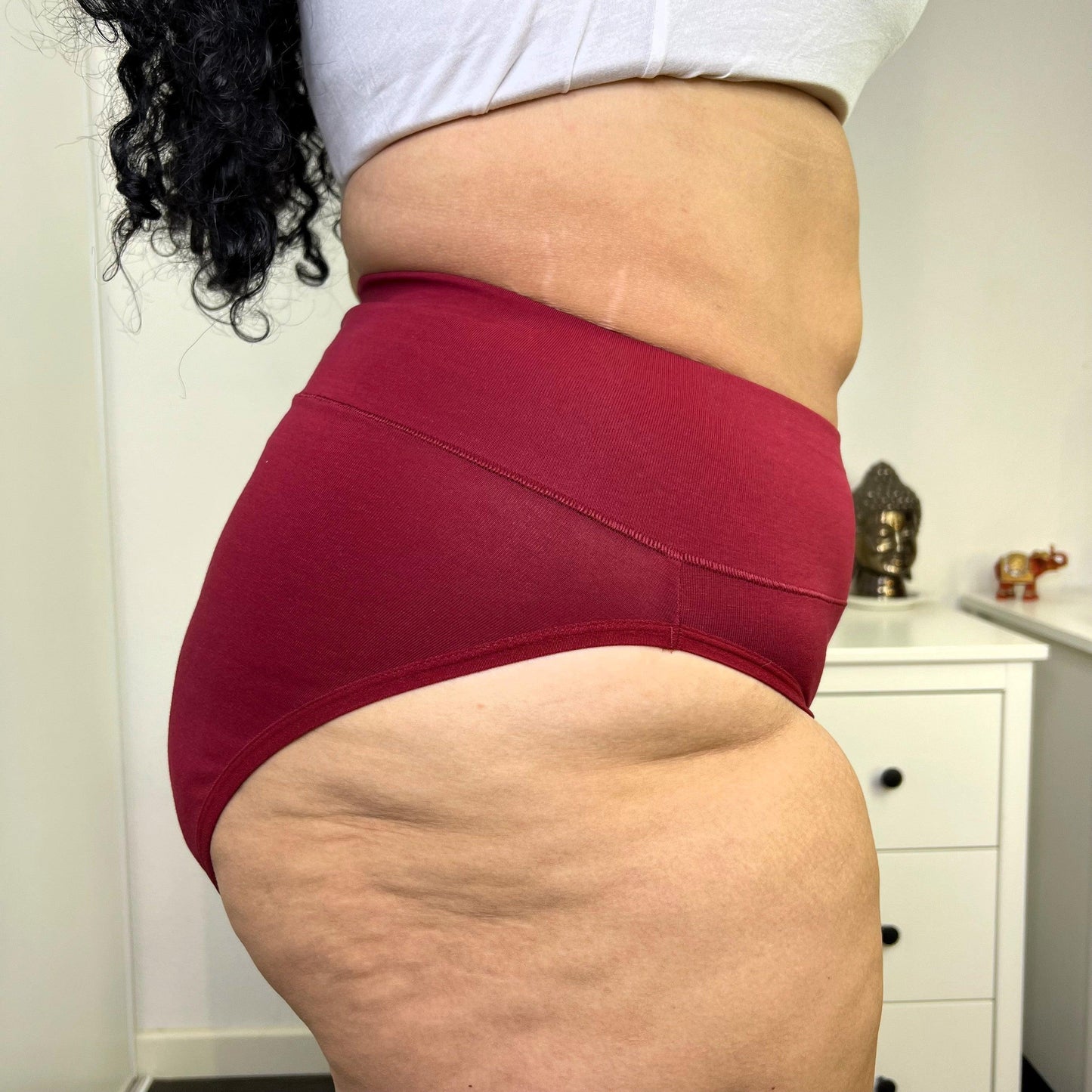 Organic Cotton Super High Leg Knickers - Blood red