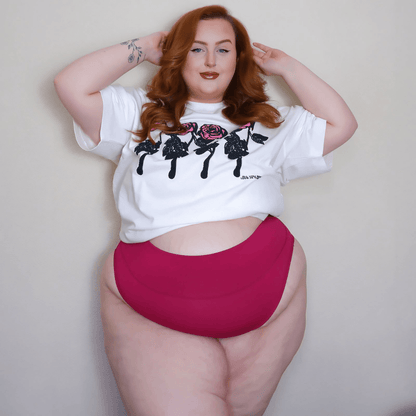 Organic Cotton Super High Leg Knickers - Raspberry Pie