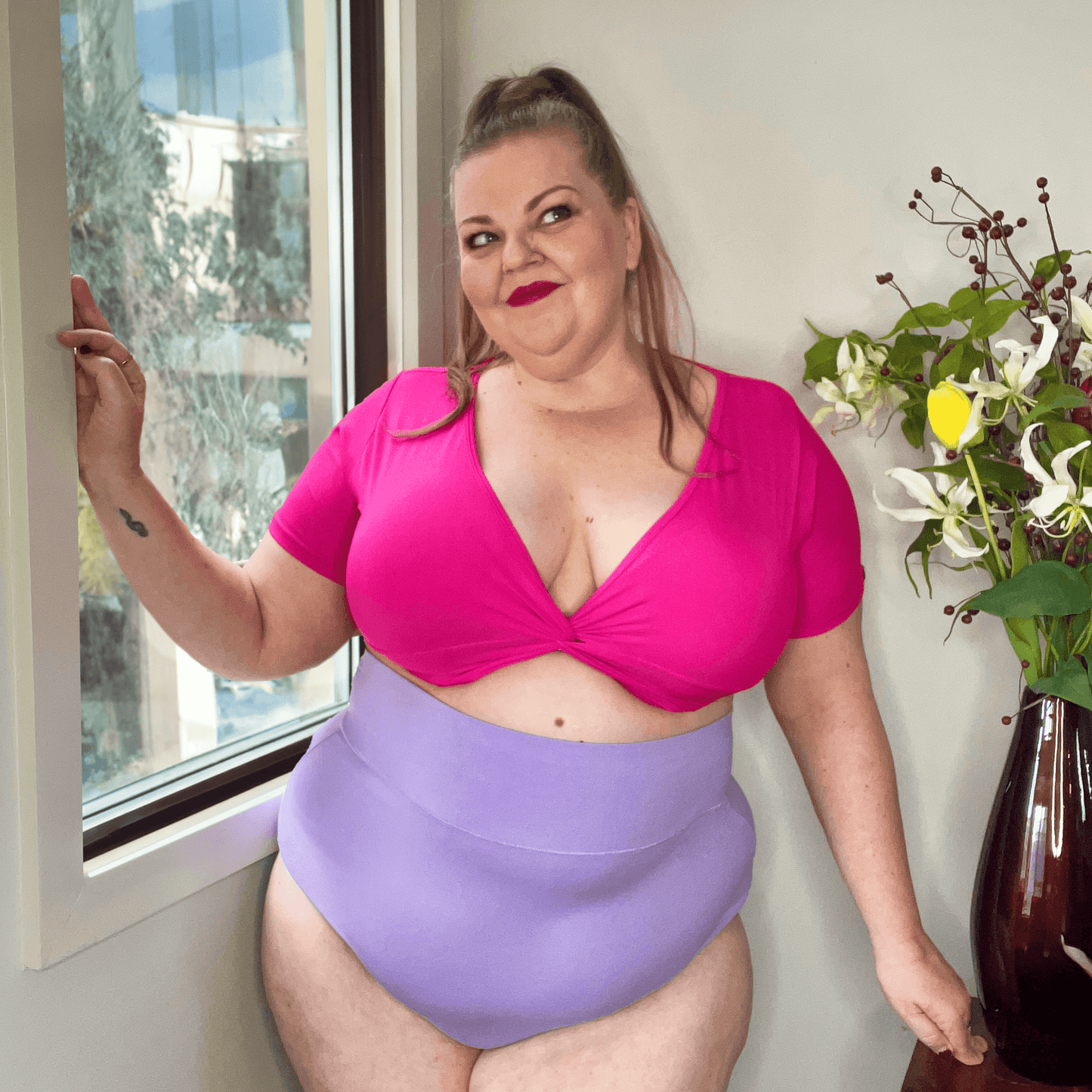 Organic Cotton Super High Waist Knickers - Cassis de Violet